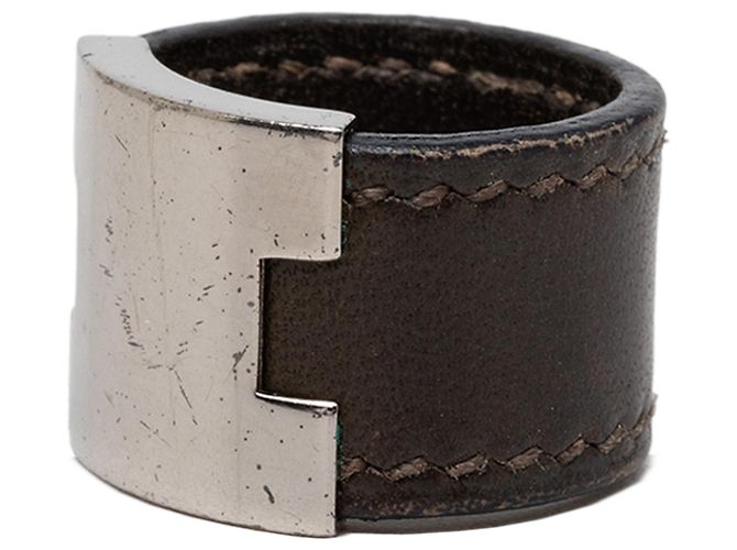 Ring Anello Lurie in pelle Swift marrone e palladiumato Hermès - vista 2