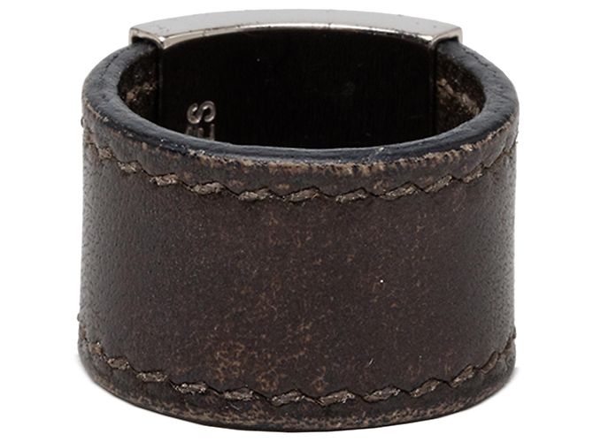 Ring Anello Lurie in pelle Swift marrone e palladiumato Hermès - vista 3