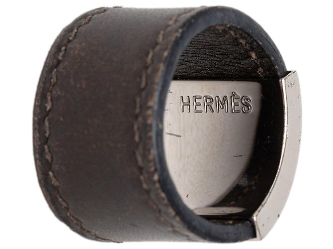 Ring Anello Lurie in pelle Swift marrone e palladiumato Hermès - vista 4