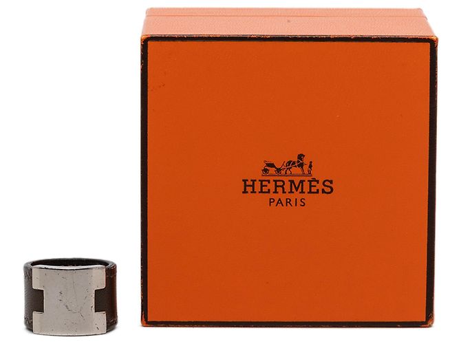 Ring Anello Lurie in pelle Swift marrone e palladiumato Hermès - vista 5