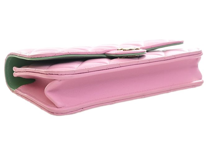 Chanel Pink CC gestepptes Lammleder Handy-Etui mit Tragegriff und Kette - Ansicht 5