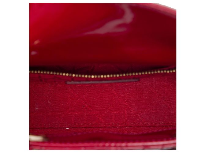 Lady Dior mini in vernice cannage rosso Bordò - vista 4
