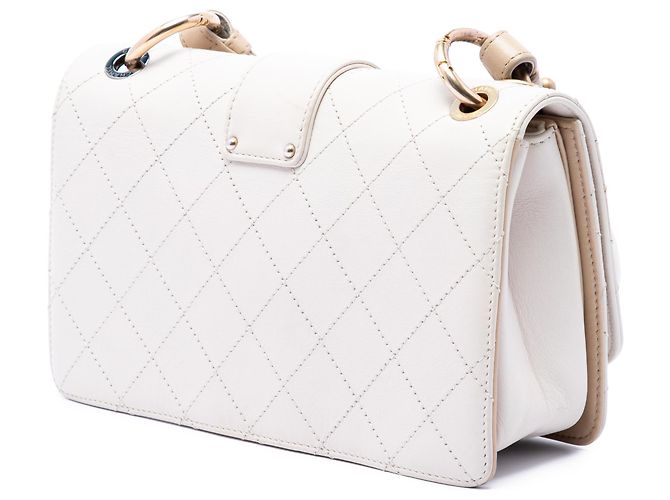 Chanel White CC Stitched Calfskin Chain Flap Bianco - vista 2