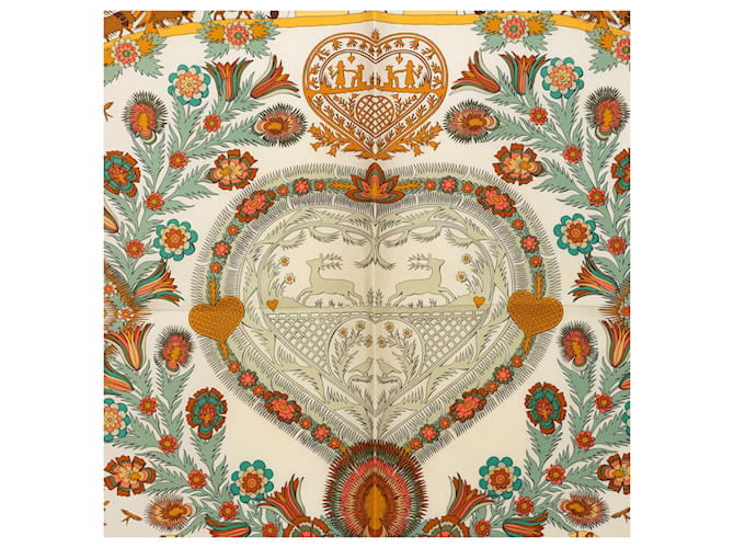 Sciarpa in seta bianca Decoupages Hermès 90 Bianco - vista 2