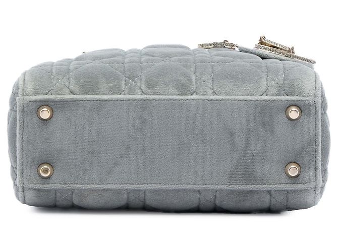 Lady Dior mini in velluto cannage grigio Dior Marrone - vista 3