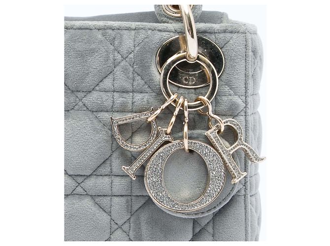 Lady Dior mini in velluto cannage grigio Dior Marrone - vista 5