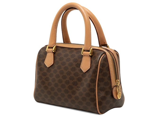 Céline Borsa Boston Celine Mini Macadam in tela rivestita marrone - vista 2