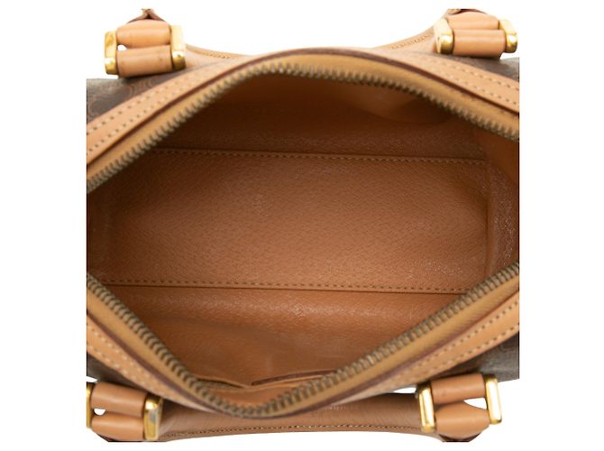 Céline Borsa Boston Celine Mini Macadam in tela rivestita marrone - vista 4