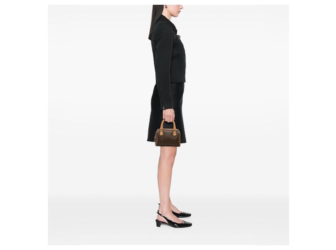 Céline Borsa Boston Celine Mini Macadam in tela rivestita marrone - vista 6