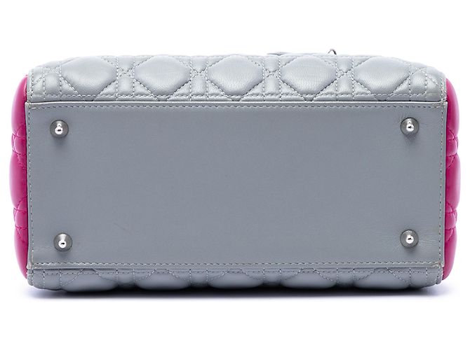 Dior Gray Medium Bicolor Lambskin Cannage Lady Dior - view 3