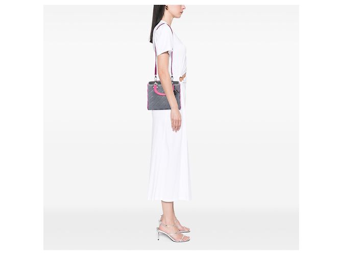 Dior Gray Medium Bicolor Lambskin Cannage Lady Dior - view 6