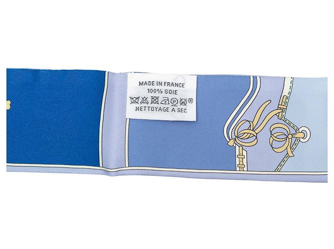 Foulard Twilly in seta Hermès blu Camails Blu chiaro - vista 4