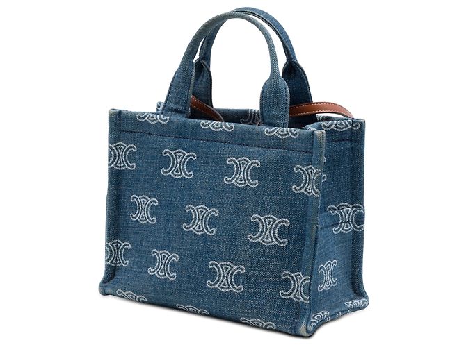 Céline Tote Thais Triomphe in denim blu Small di Celine - vista 2