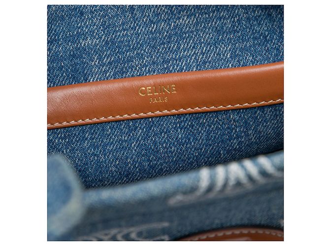 Céline Tote Thais Triomphe in denim blu Small di Celine - vista 5