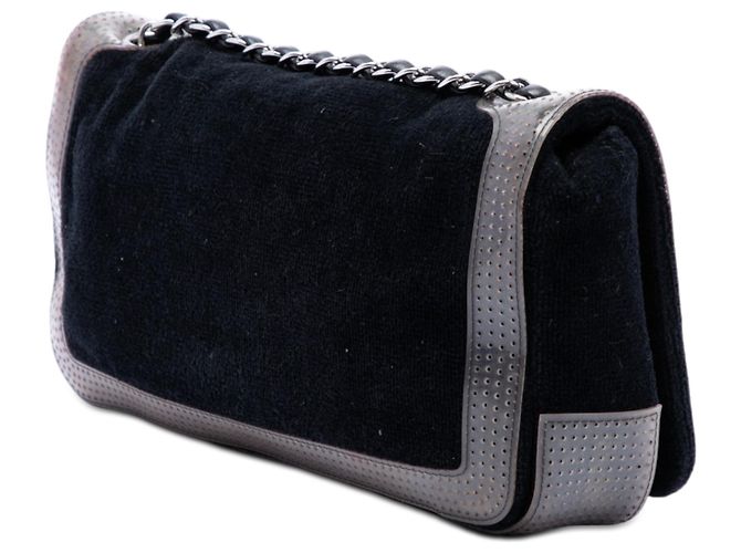 Borsa a Spalla Chanel Black Terry Cloth CC Sport Line Nero - vista 2
