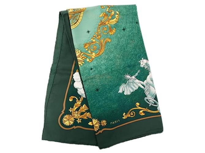 Hermès Sciarpa Hermes Carre 90 COSMOS Bianco Verde Giallo - vista 2