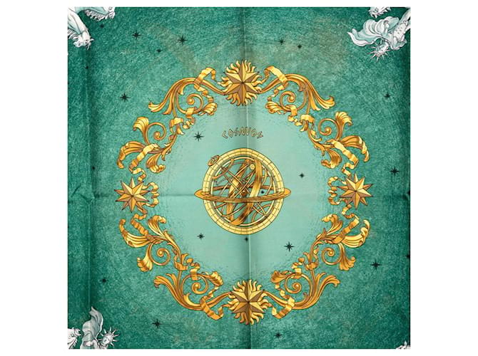 Hermès Sciarpa Hermes Carre 90 COSMOS Bianco Verde Giallo - vista 3