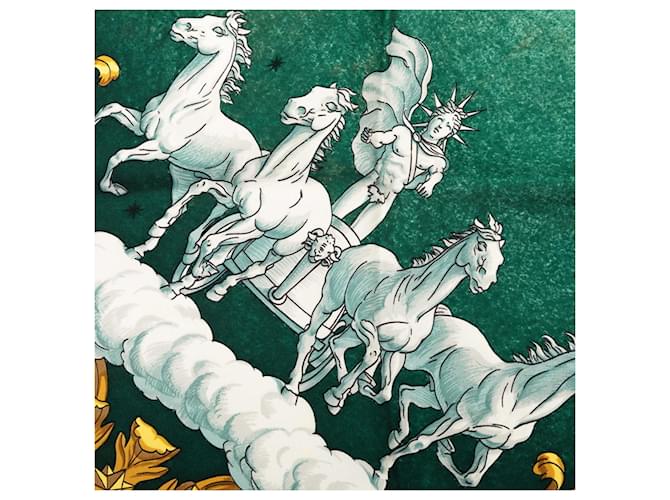 Hermès Sciarpa Hermes Carre 90 COSMOS Bianco Verde Giallo - vista 4