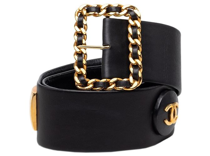 Chanel Coco Mark Kettenbuckel Gürtel Schwarz Golden - Ansicht 2
