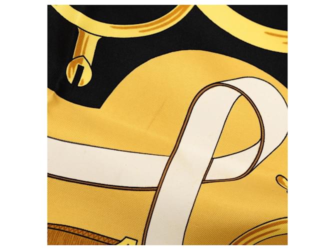 Hermès Sciarpa Hermes Carre 90 Eperon d'or Nero Giallo - vista 5