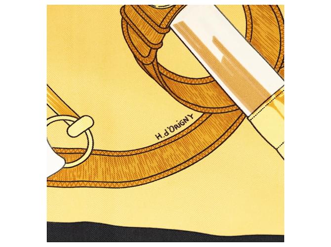 Hermès Sciarpa Hermes Carre 90 Eperon d'or Nero Giallo - vista 6