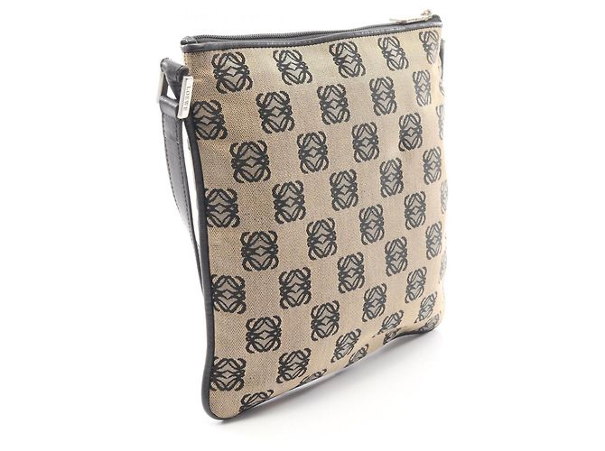Borsa a Spalla Loewe Anagram Nero Beige - vista 2