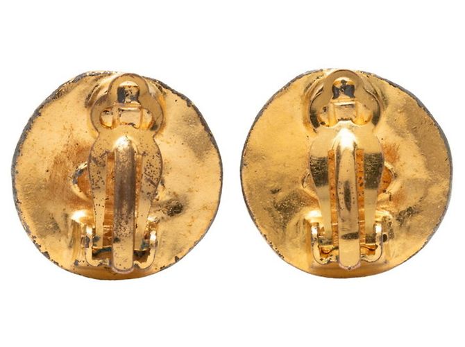Pendientes redondos vintage Chanel Coco Mark Dorado - vista 2