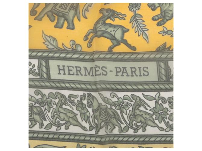 Hermès Hermes Carre 140 CHASSE EN INDE Sciarpa Multicolore Giallo - vista 7
