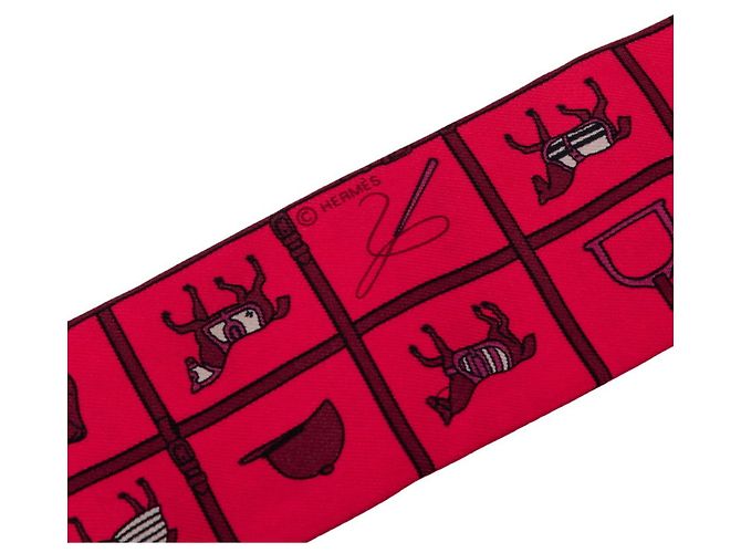Hermès Sciarpa Hermes Twilly Couvertures et tenues de Jour Rosa Rosso - vista 2