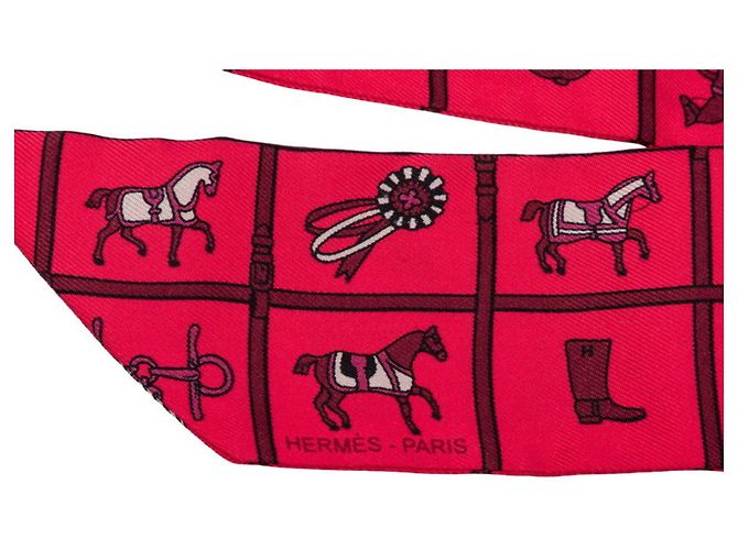 Hermès Sciarpa Hermes Twilly Couvertures et tenues de Jour Rosa Rosso - vista 3