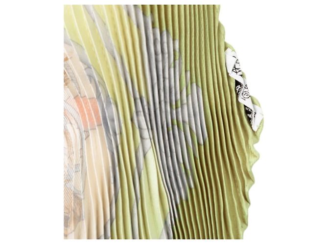 Sciarpa Hermès Pleated Carre LES CHEVAUX DES MOGHOLS Multicolore Verde - vista 5