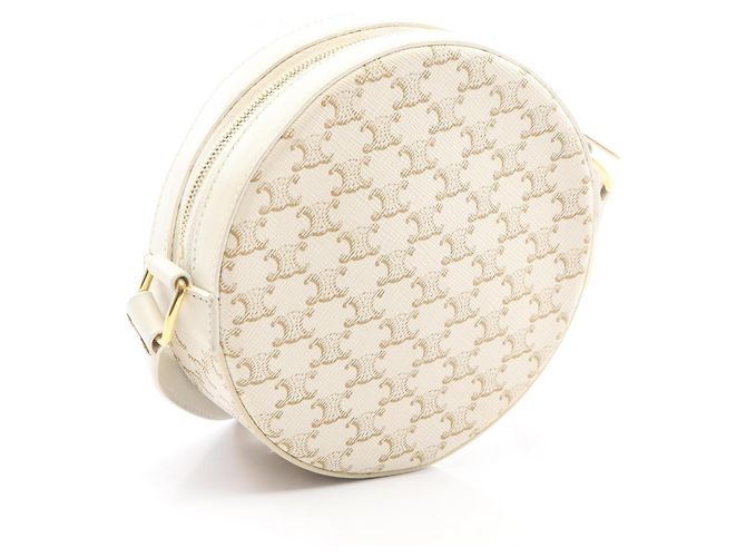 Céline Borsa a Spalla Celine Triomphe Round Purse Bianco - vista 2