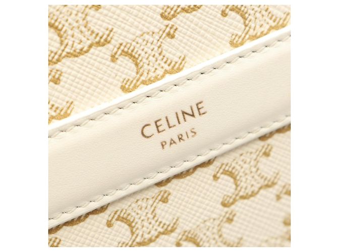 Céline Borsa a Spalla Celine Triomphe Round Purse Bianco - vista 4