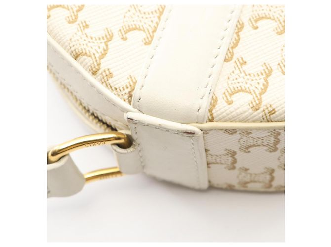 Céline Borsa a Spalla Celine Triomphe Round Purse Bianco - vista 5