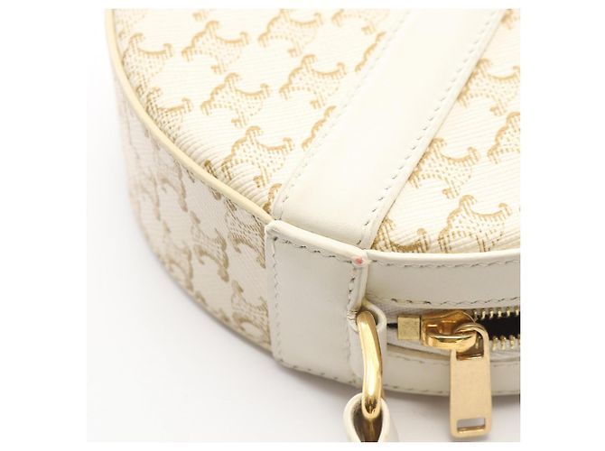 Céline Borsa a Spalla Celine Triomphe Round Purse Bianco - vista 7