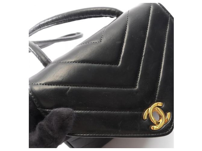 Borsa a Spalla Chanel Black V-Stitch Nero - vista 11