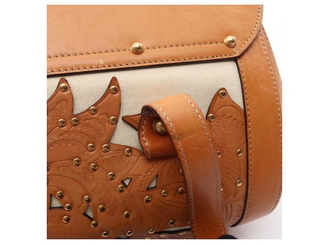 Gucci Flower Carving Handtasche Braun Weiß - Ansicht 10
