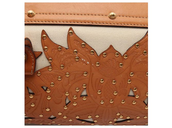 Gucci Flower Carving Handtasche Braun Weiß - Ansicht 11