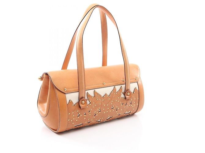 Gucci Flower Carving Handtasche Braun Weiß - Ansicht 2