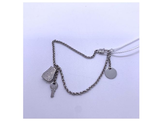 Hermès Kelly Clochette Schlüsselanhänger Diamanten Platin Silber - Ansicht 2