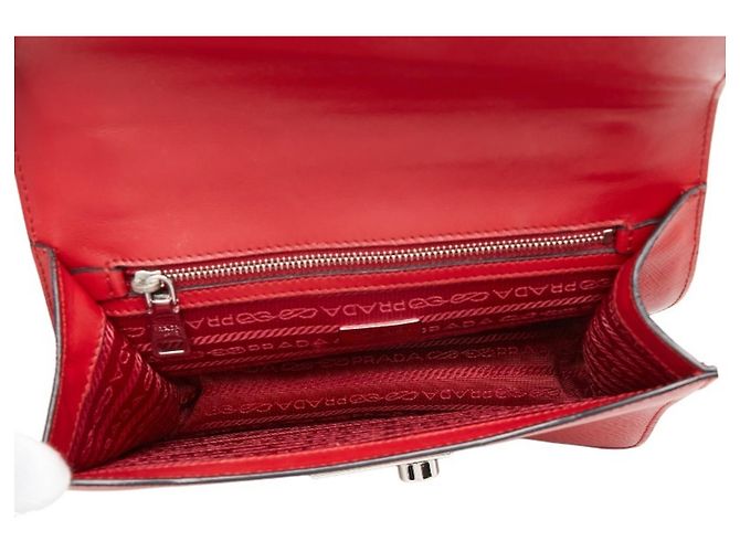 Saffiano Prada Chain Schultertasche Rot - Ansicht 11
