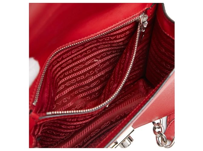 Saffiano Prada Chain Schultertasche Rot - Ansicht 12
