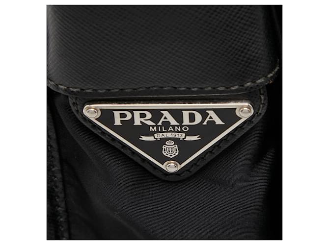 Borsa a tracolla e messenger con placca logo Triangle di Prada Nero - vista 10