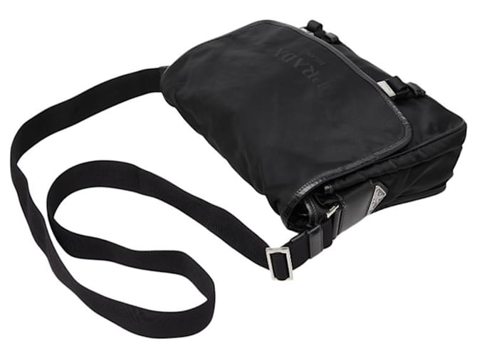 Borsa a tracolla e messenger con placca logo Triangle di Prada Nero - vista 11