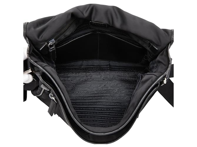 Borsa a tracolla e messenger con placca logo Triangle di Prada Nero - vista 14