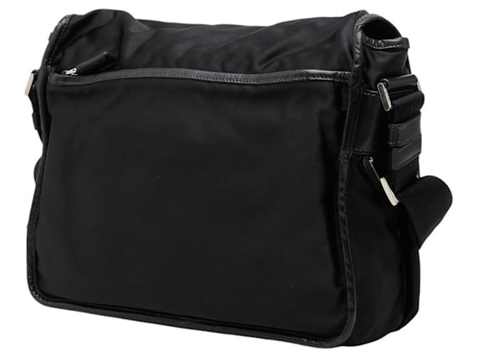Borsa a tracolla e messenger con placca logo Triangle di Prada Nero - vista 2