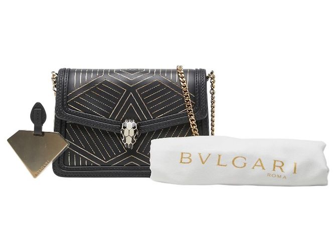 Bulgari Borsa a tracolla con catena Bvlgari Serpenti Diamond Blast Nero - vista 14
