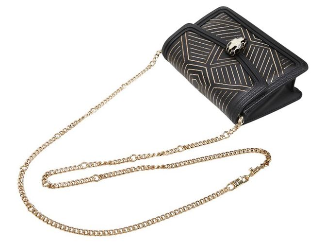 Bulgari Borsa a tracolla con catena Bvlgari Serpenti Diamond Blast Nero - vista 4