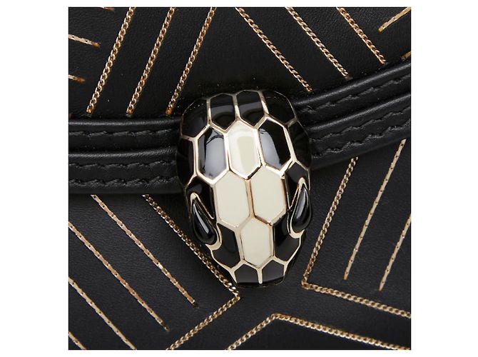 Bulgari Borsa a tracolla con catena Bvlgari Serpenti Diamond Blast Nero - vista 8