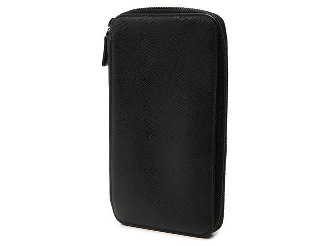 Cartera larga de cuero Saffiano negro Prada - vista 2